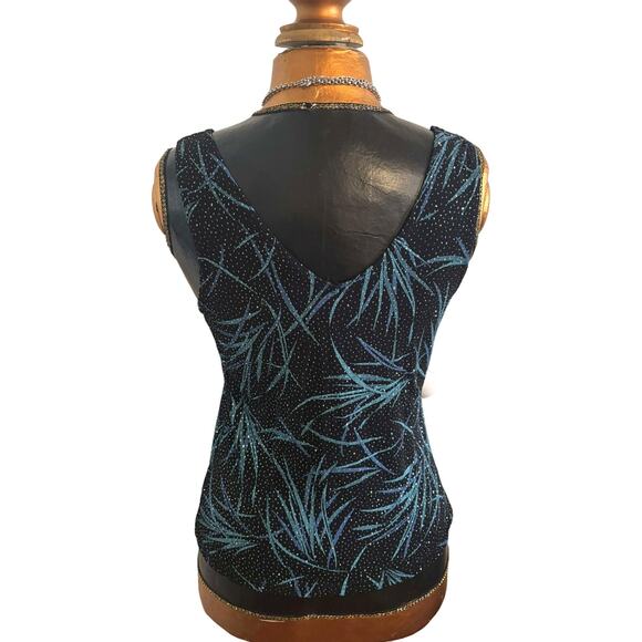 Onyx Nite 2-Piece Jacket & Top Black Blue Turquoise Silver Shimmer Set Sz L EUC - Picture 8 of 9